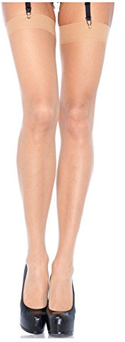 Mytoptrendz® Plain Top Sheer Stockings Thigh High for Women's Garter Suspender Belt (Medium, Nude)