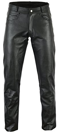 Bikers Gear Australia Nya mjuka läder rock and roll motorcykel komfort läder jeans byxor gjorda av premium läder för bekväm passform, svart, storlek 2XL