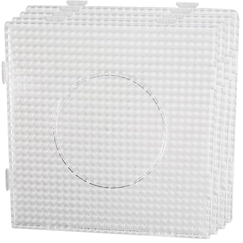 Smowo® 4 Bügelperlen Platten - 5mm Steckplatten Quadratisch und transparent - zusammensteckbar mit Stiftplatten - 14,5 x 14,5 cm