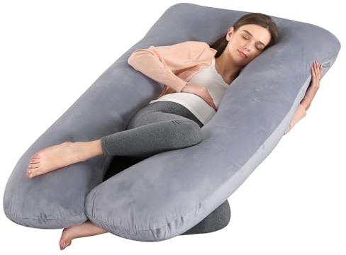 SHANNA Schwangerschaftskissen U Form Seitenschläferkissen Stillkissen Fütternkissen mit Samt Bezug, Groß Lagerungskissen, Komfortkissen Erwachsene, Körperkissen fur Schlafen und Mutter