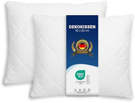 ZOLLNER 2er Set Kissen - Made in Europe – Polyesterfüllung - Bezug aus Mischgewebe - waschbar bis 95°C - 50x60 cm - Hotelqualität - Oeko Tex® Zertifiziert