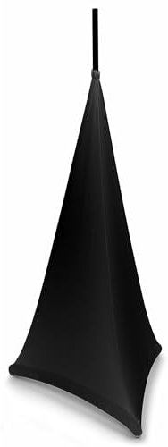 BeamZ LSS12B - Abdeckung für Lautsprecherständer in Schwarz, 120 cm, Lycra Stretch Cover für Stative, Stativsegel, Husse für Stative, Dreibein Abdeckung, Stativ Bezug, Party, DJ, Gastro, Events