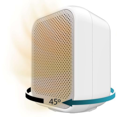 Cecotec Calefactor Cerámico de Sobremesa ReadyWarm 1500 Max Ceramic Rotate White, 1500 W, Oscilación, Termostato Regulable y 3 Modos de Funcionamiento, Área de Cobertura de 15m2