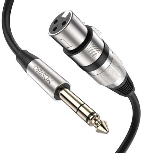 MOSWAG Cavo XLR Jack, Cavo XLR Femmina a TRS jack 6,35 mm per microfono dinamico, altoparlante, amplificatore per Microfono, console audio, Mixer (3M)