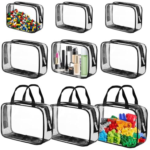 Dhqkqg 9 Packs Toy Storage Bags, 3 Sizes Clear PVC Storage Bags with Zipper, Waterproof Toy Bags Storage Organizer for Board Games, Puzzles, Clay Building Blocks