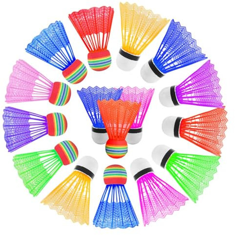 XIAQICA Federball, 16er-Pack Badmintonbälle, Nylon-Badmintonbälle mit Hoher Stabilität und Haltbarkeit, Indoor- und Outdoor-Badminton-Federbälle für Sport, Unterhaltung, Training(Zufällige Farbe)