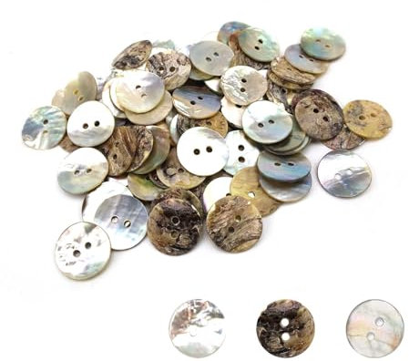ZIJANG 80 Stück Perlmutt Knöpfe, Schimmernde Naturmuschelknöpfe, Knöpfe zum Annähen für Strickjacken, Bekleidung, Hemdknöpfe, Nähen und Bastelarbeiten(15mm)