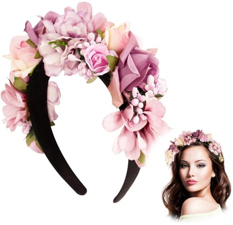 Couronne Guirlande Fleur, Headband Faux Floral, Couronne de Fleurs, Bandeaux Couronne Fleurs, Couronne Cheveux Guirlande, Couronne Fleur Cheveux Boheme, Headband Fleurs Cheveux Femme