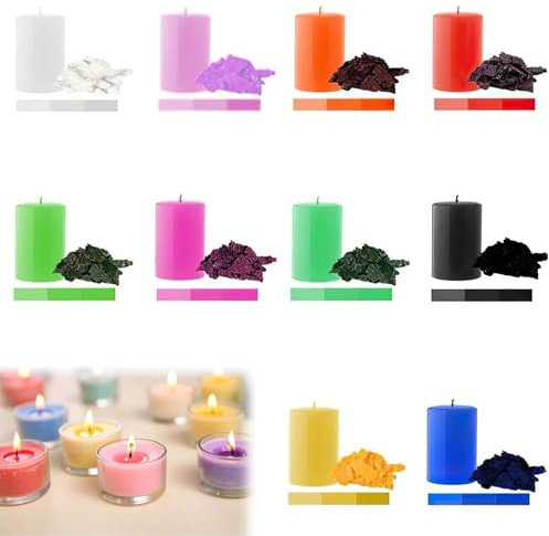 Kerzenfarbe Set, 10 Farben x 5 g Kerzen Gießen Farbstoff, Hochkonzentrierte Feste Kerzen Farbe, Hochkonzentriertes Candle Dye, für DIY Kerzen Bunt, Bienenwachs, Sojawachs, Jelly Wachs, Kerzenwachs