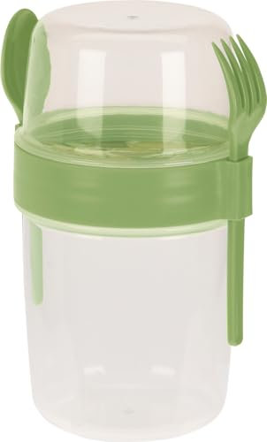 PAAJEE Overnight Oats Container Set With Lid Spoon & Fork 1100ml Mason Jars Salad Fruit Porridge Pudding Yoghurt Cup – Dishwasher Safe Muesli Cereal Pot To Go