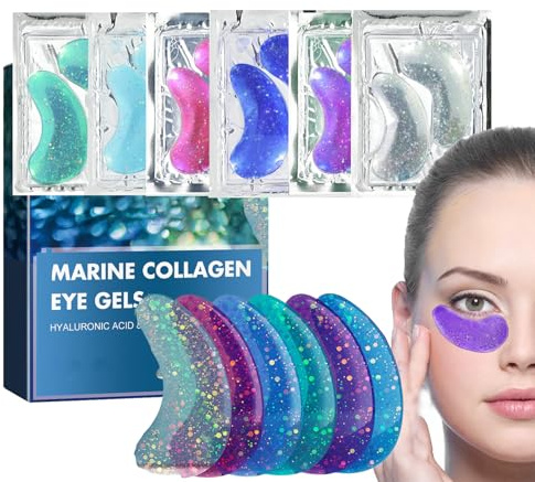 Almohadillas antiedad para los ojos – Antifaz con colágeno marino natural, ácido hialurónico, almohadillas para los ojos contra bolsas, ojeras, arrugas, hinchazón, almohadillas para los ojos para