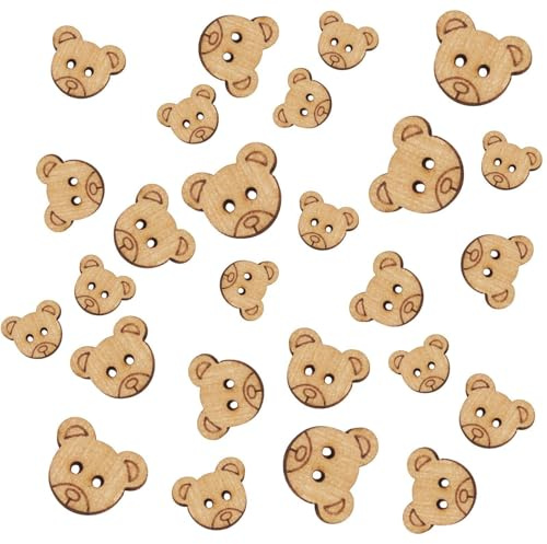 RELKLYU 160 Piezas De Botones De Oso De Madera, Animales De Dibujos Animados Simples Y Lindos, Hebillas Decorativas De Ropa Interesantes, Accesorios De Costura De Ropa De Ropa De Ropa De Bricolaje.