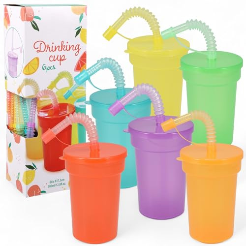 MIJOMA Trinkbecher Set 6 Stück – 380 ml, wiederverwendbar, robust & bunt, ideal für Kinder, Outdoor, Picknick, Camping, Garten & Alltag, Ø8 cm x H17,5 cm
