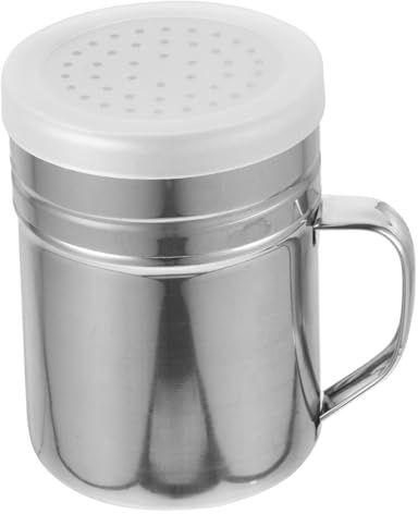 DIYEAH de Acero Inoxidable con Mango Dosificador y Espolvoreador para Especias Azúcar y Cacao Bote de Condimentos Mediano para Cocina y Repostería