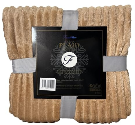 Fanititex Plaid Polaire à Rayures, 160x210 cm - Couverture Douce, Chaude et Confortable Parfaite pour l’Hiver – Idée Cadeau – Plusieurs Coloris Disponibles (Beige)