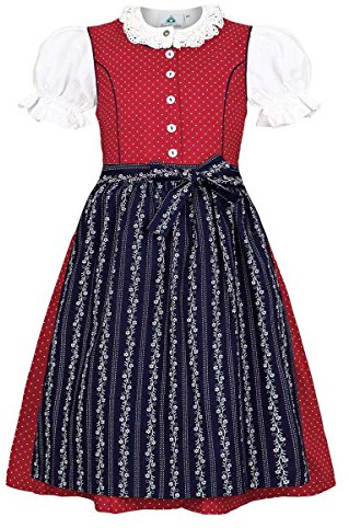 Isar-Trachten Vestido para niña con blusa roja, talla 80, rojo, 86 cm