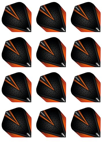 RED DRAGON Hardcore Radical Schwarz und Orange Extra Dicke Standard Dart Flights - 4 Sätze pro Packung (12 Flights insgesamt)