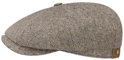 Stetson Hatteras Schirmmütze Fischgrat Mehrfarbig UV-Schutz Made in EU Damen und Herren Sommer Winter beige-schwarz 58 cm