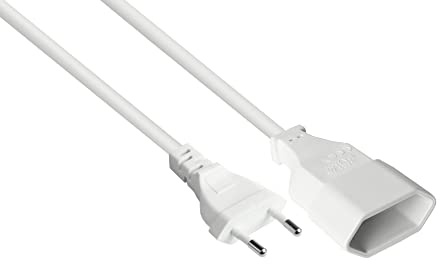 Good Connections Euro-Verlängerung - 1 m - Euro-Stecker Typ C (gerade) an Euro-Buchse (gerade) - KUPFERLEITER CU - Adernquerschnitt: 0,75 mm² P0300-W010 Weiß