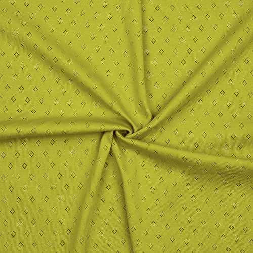 0,5m Pointoille-Stoff Feinstrick-Jersey Baumwollstoff Oeko-Tex Feinstrick Ajour Lochmuster, Farbe:olivgrün