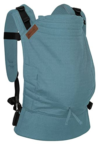 Hoppediz Buckle - Babytrage für Neugeborene ab Geburt - Fullbuckle Tragehilfe mit 2 Schnallenpositionen - mitwachsend bis 20 kg - Design Ibiza