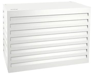 EVOLAR Evo-Cover Abdeckung/Verkleidung für Klimaanlage und Wärmepumpe für Außengerät Garten Balkon – Schutzgitter/Sichtschutz aus Aluminium mit Lamellen – Modell: SMALL, Farbe: WEISS