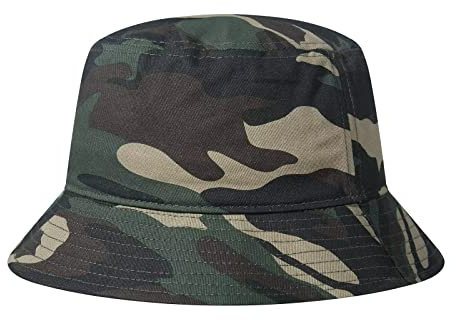 GADIEMKENSD Cotton Bucket Hat for Women Summer Beach Sun Protection Bucket Hats for Men Trendy Lightweight Packable Outdoor Travel Hat for Golf Hiking Fishing Camping Camo Army Green