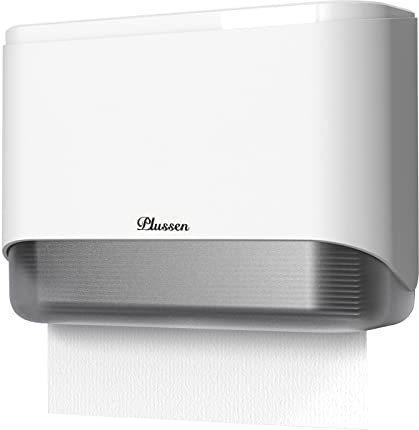 PLUSSEN Distributeur Papier Essuie Main Usage Commercial, 200+ Feuilles pour Z-Plis & Serviettes, Distributeur sopal Tout Murale, Blanc 6012