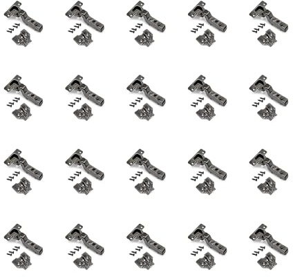 Emuca - Kit cerniera a scodellino di collo alto X91 con chiusura ammortizzata e basetta per vite, Opening van 105°, Titanio, Acciaio, 20 u.