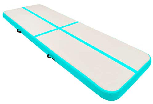 ZEYUAN Inflatable Gymnastics Mat with Pump 500x100x15 cm PVC Green,inflatable Gymnastics Tumble Track Gym Mat for Homeuse,Training,Cheering,Yoga,Water Fun