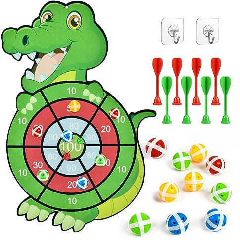 Vicloon Klett Dartscheibe Kinder, Dart Wurfspiel Kinder Dartspiel Klettballspiel mit 12 Klebrigen Bällen 8 Darts und 2 Haken, Spielzeug Dartscheibe Dartboard Geburtstags Geschenke für Kinder