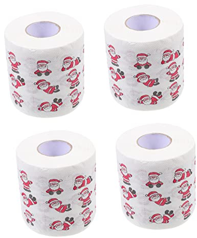 ULTECHNOVO 4rullar Julmotiv Pappersservetter Rulls Toalettpapper Med Juldesign För Festliga Tillfällen Och Dekorationer