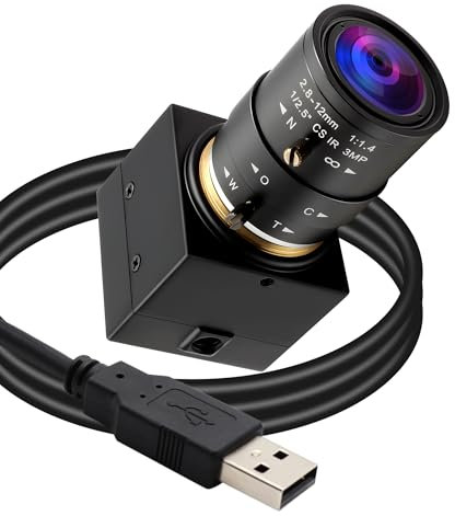 Svpro Cámara USB de 5 MP 30 fps con objetivo zoom de 2,8-12 mm, IMX335, cámara de primeros planos para vigilancia de máquinas, cámara industrial de baja luz para ordenador, portátil, UVC Plug in
