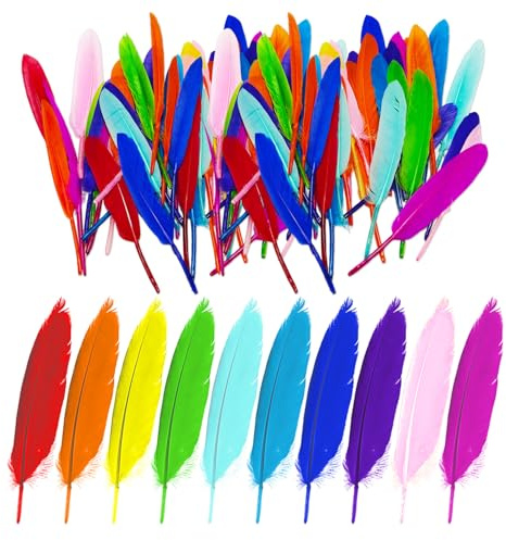 GTYHH 100 Pezzi di Piume Colorate, Piume per L'Artigianato, Materiali Decorativi Fai-da-Te, Possono Essere Utilizzati per Realizzare Copricapi, Pendenti, Orecchini, ECC.