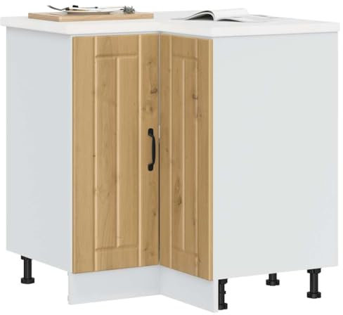 WIFESE Eckunterschrank mit Tür Küchenunterschrank Küchenzeile Küche Organizer Küchenmöbel Aufbewahrungsschrank Artisan-Eiche 75,5x75,5x81,5 cm Holzwerkstoff