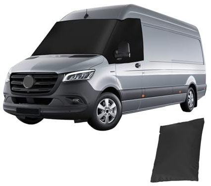 luolety Front Windscreen Wrap Cover for Mercedes Sprinter 2019-2024, 600D Blackout Waterproof Front Window Sunshade Screen Wrap Snow Cover Car Windshield Cover