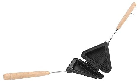 Sandwich Maker Multipurico in lega di alluminio in lega a doppio lato padella con manico in legno rimovibile per cucina cucina tostapane sandwich