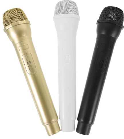 iplusmile 3 pièces Microphones Factices Plastique Accessoires Déguisement Réalistes pour Entraînement et Fête Jouets et Portables pour Garçon Fille
