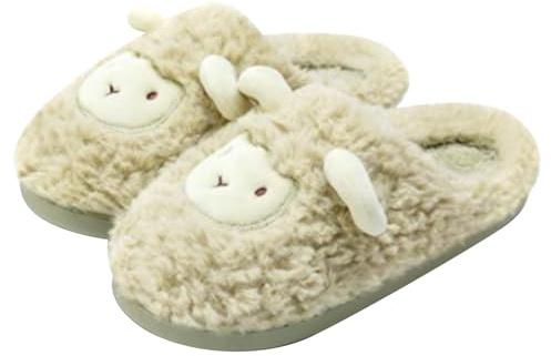 Fuzzy tofflor för kvinnor söta vuxna inomhus djur tofflor ny får toffel med stängda tår snygga par komfort mjuk sula toffel halkskydd hem skor fleecefodrade skor höst/vinter