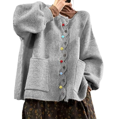 Cardigan Femme Hiver Chaud Pull Tricot Veste Automne en Laine avec Fermeture Pulls, Gilets Et Sweats Long Gilet Grosse Maille Vetement Chic Elegant