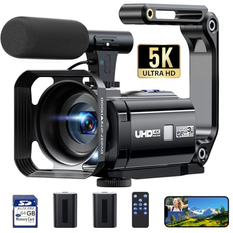 Camcorder Video Camera 5K, 56MP Youtube Vlogging Camera, 3 270° Rotatable Touchscreen WiFi Cam corder, 16X Digital Zoom, Night Vision Camcorder with 64GB SD Card, 2 Batteries, Remote Control, Tripod