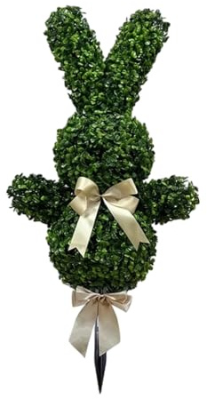 Pianta di coniglio, pianta artificiale decorativa da 30,5 cm, con bianco, per giardino, prato, arte topiaria finta per esterni, decorazione stagionale per la primavera