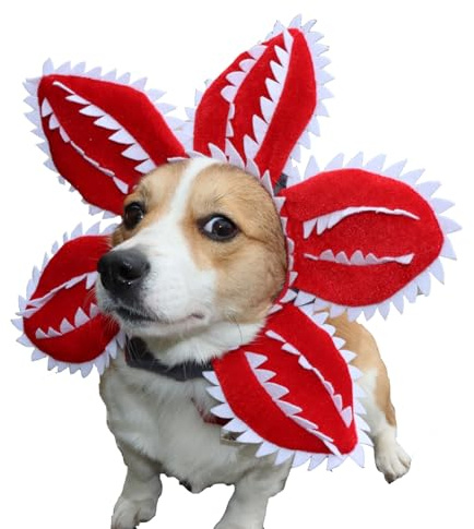 Demogorgon - Cappello per animali domestici, regolabile, spaventoso, con fiore spaventoso, accessori per oggetti cosplay Demogorgon,feste, morbido copricapo per gattini con viso da diavolo