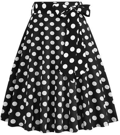 Gonna a pieghe da donna in stile rockabilly con pois bianchi, stile vintage anni '50 e '60, gonna a pieghe rossa, per feste, pattinatori
