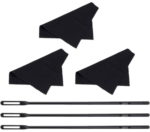 TOYANDONA Kit per Pulizia Flauto e Strumenti a Fiato Bacchetta e Panno in Plastica e Tessuto Nero, Portatile Efficacia per Superfici Musicali
