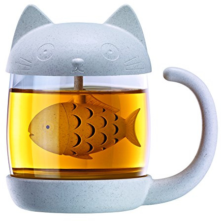 Temugg katt med integrerat teägg | kattkopp | kopp tesil | teägg katt | kattkopp | kattmugg | temugg | tesil | tekopp med lock | teglas | kattlook