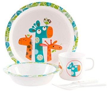 DONREGALOWEB - Vajilla Infantil melamina 5 Piezas Unisex Jirafas 22X10X22 cm