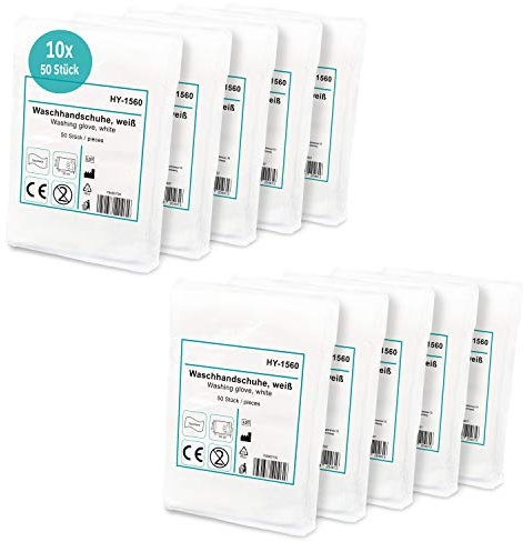 Hypafol Einmal-Waschhandschuhe 500 Stk. (10x50) I Einmalwaschlappen für Babys & Erwachsene I hautverträgliche & weiche Einwegwaschlappen aus reißfestem Vliesstoff zur Körper- & Intimpflege I 15x23cm
