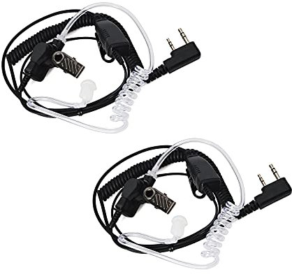 UAYESOK Funkgerät Headset Security Schallschlauch Ohrhörer 2 Pin Kopfhörer mit PTT Mikrofon für Kenwood Baofeng UV-5R BF-88S VF-88E Wouxun Retevis Walkie Talkie (2 Stück)