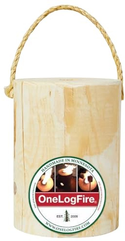One Log Fire Swedish Fire Log - Original - Kiln-Dried Red Pine Swedish Torch with Easy Light Starter, Pack of 2